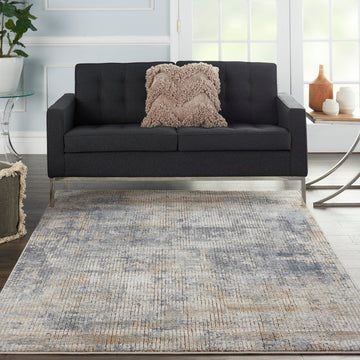 Quarry QUA02 Modern Abstract Distressed Soft Textured Durable Low Profile Short Pile Blue/Beige Rug-Nourison-Rug Love - The Most Loved Rug Store